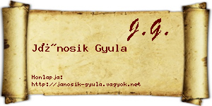 Jánosik Gyula névjegykártya